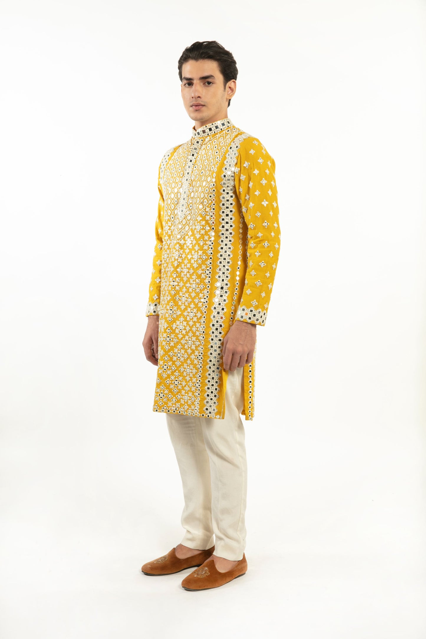 YELLOW EMBELLISHED KURTA