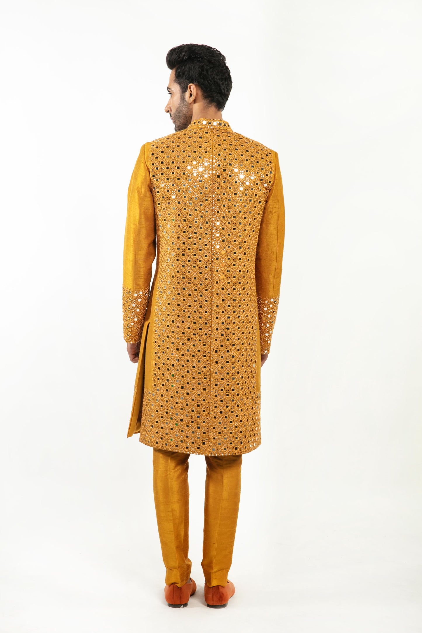 MUSTARD EMBELLISHED SHERWANI SET