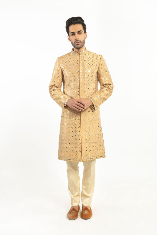 GOLDEN EMBELLISHED SHERWANI SET