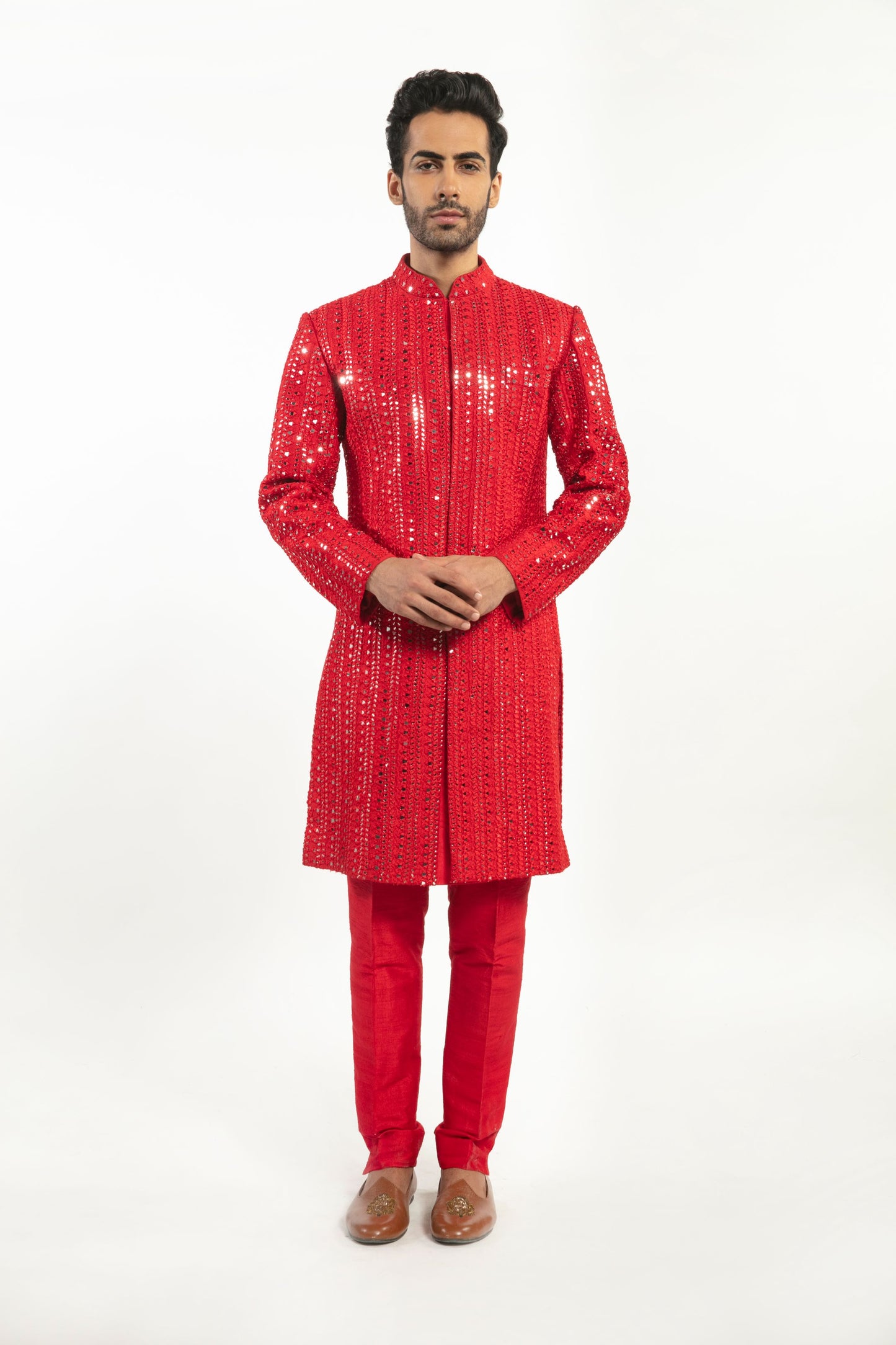 RED EMBELLISHED KURTA