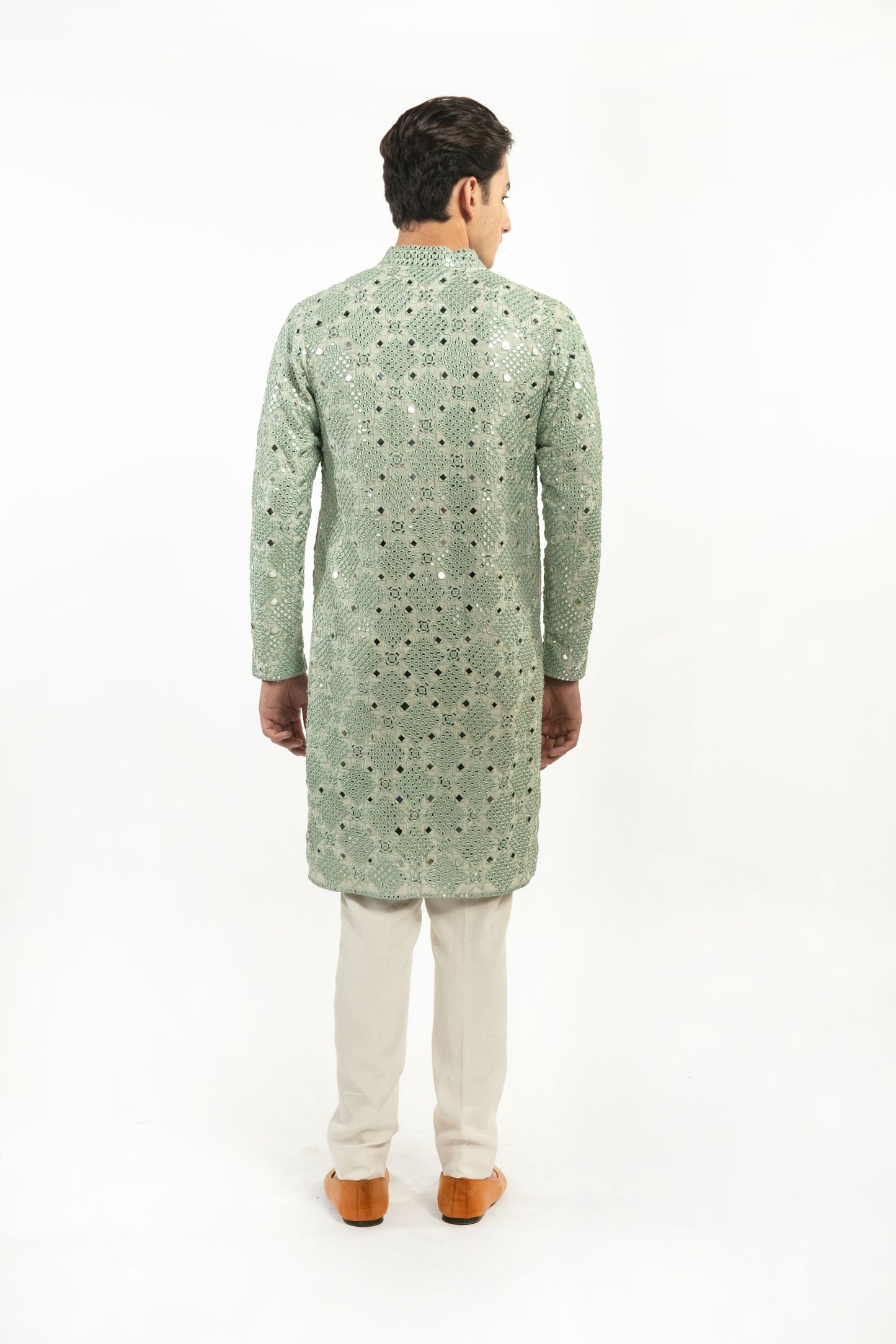 SAGE GREEN EMBELLISHED KURTA