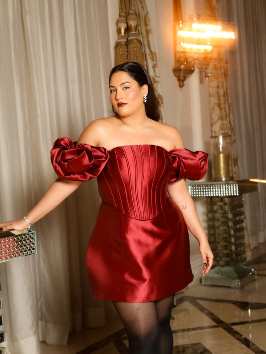 OFF-SHOULDER FOAM DRESS