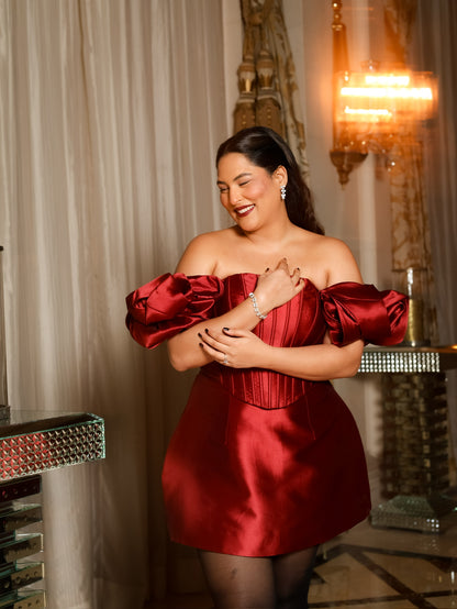 OFF-SHOULDER FOAM DRESS