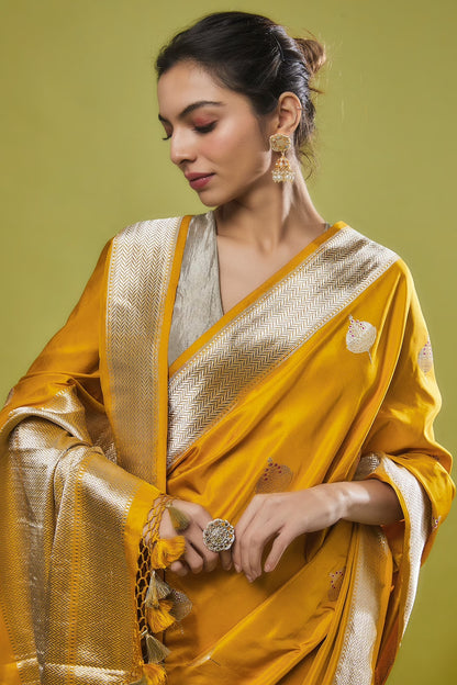 YELLOW KATAN SILK SAREE