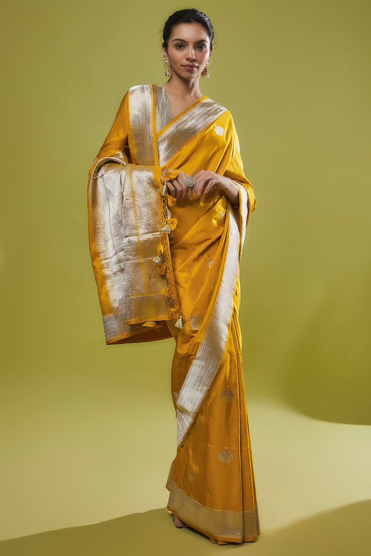 YELLOW KATAN SILK SAREE