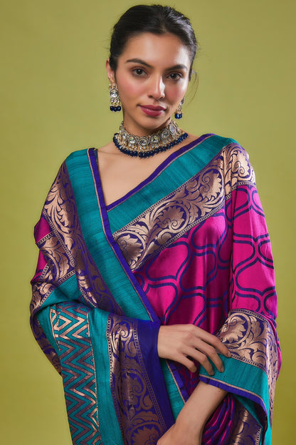 PURPLE & BLUE SILK SAREE