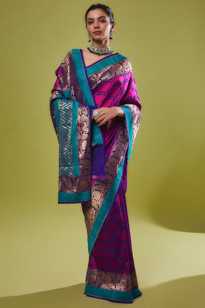 PURPLE & BLUE SILK SAREE