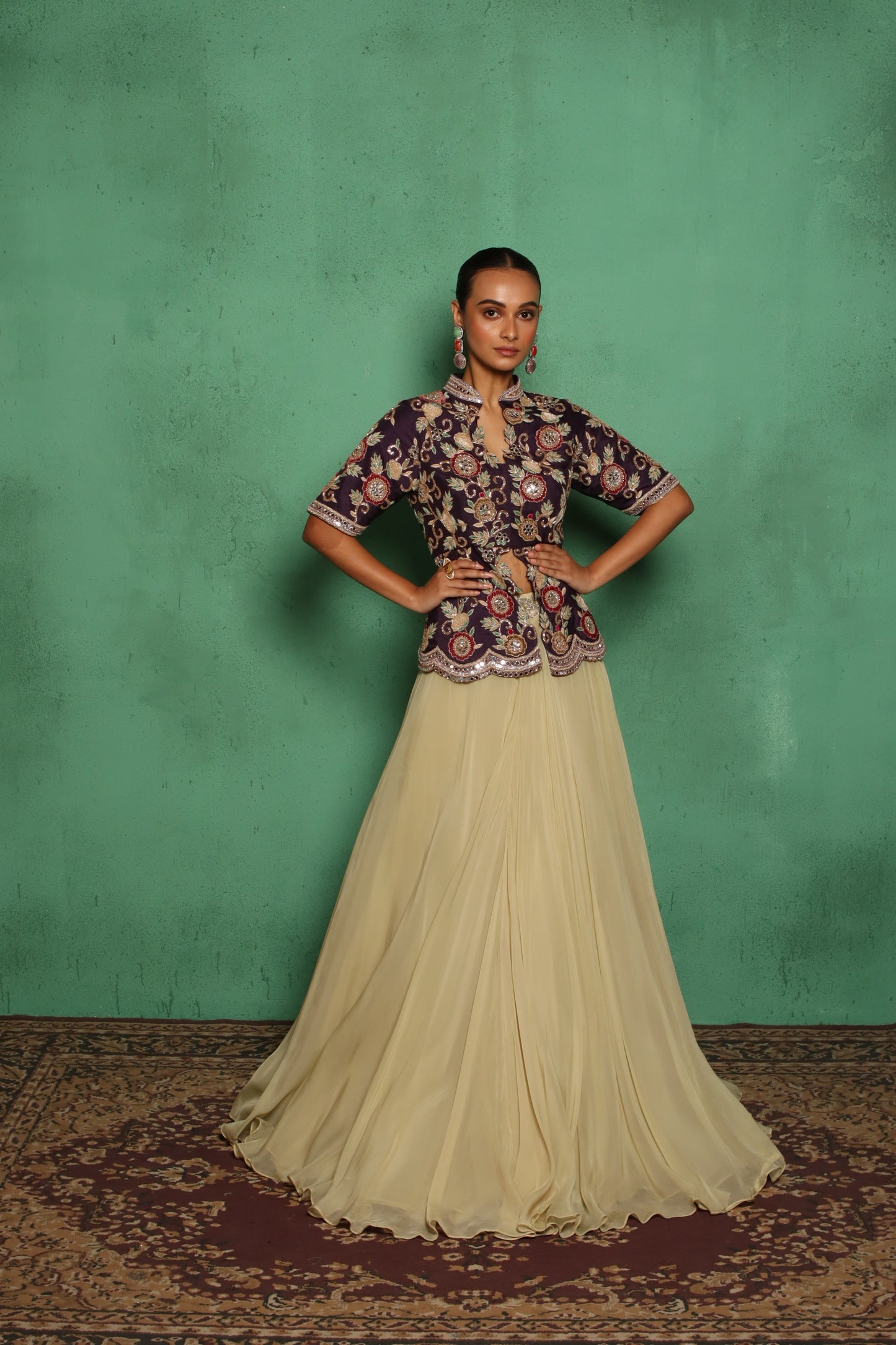 VELVET ROSY LEHENGA SET