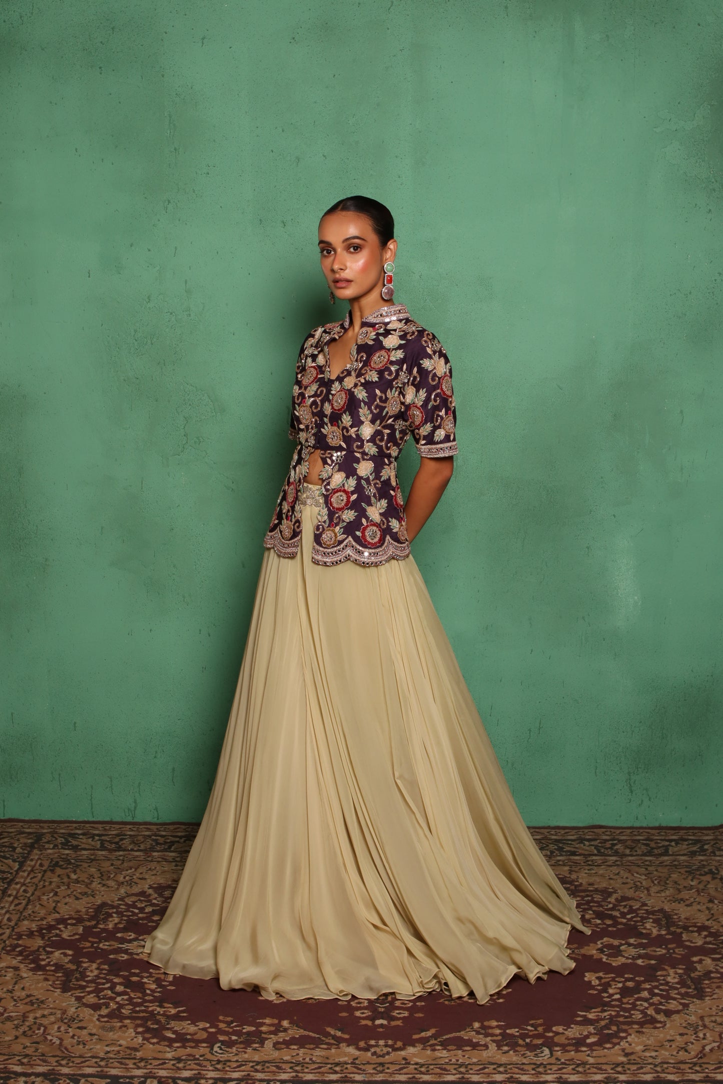 VELVET ROSY LEHENGA SET