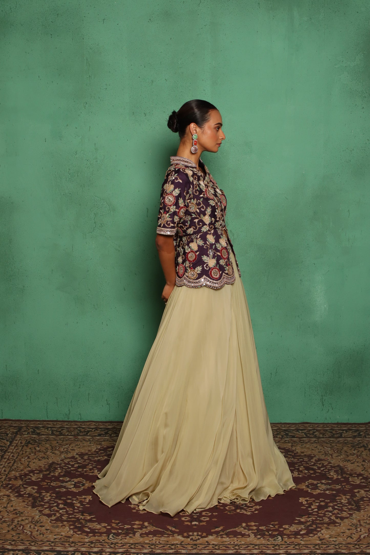 VELVET ROSY LEHENGA SET