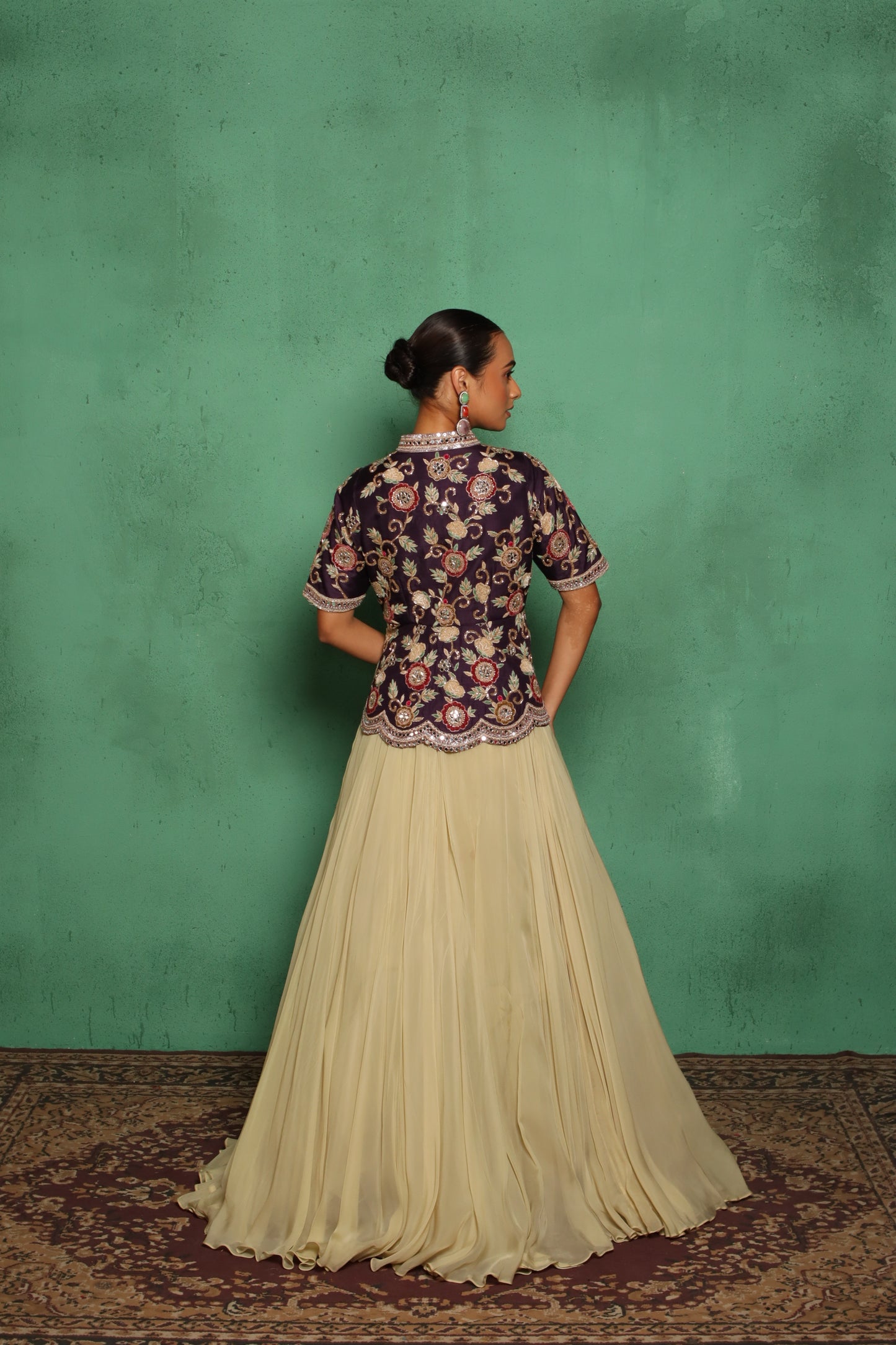 VELVET ROSY LEHENGA SET
