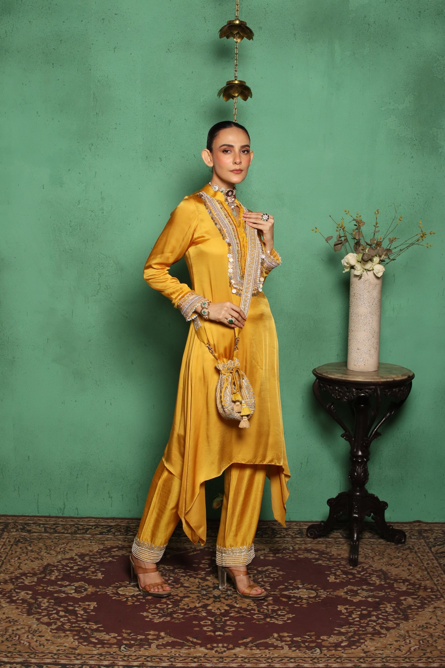 MUSTARD COIN KURTA