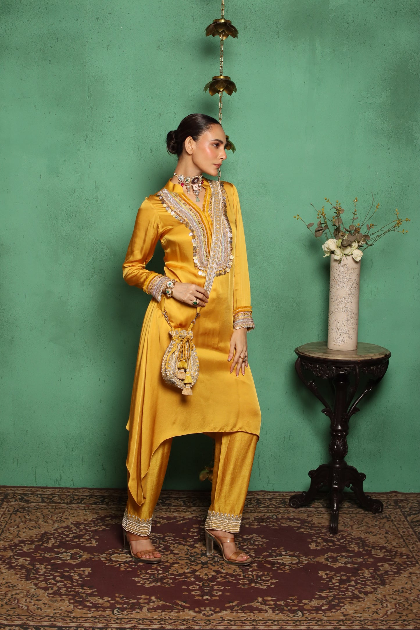 MUSTARD COIN KURTA