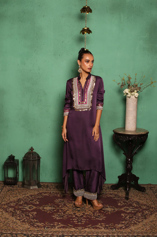 PURPLE COIN KURTA
