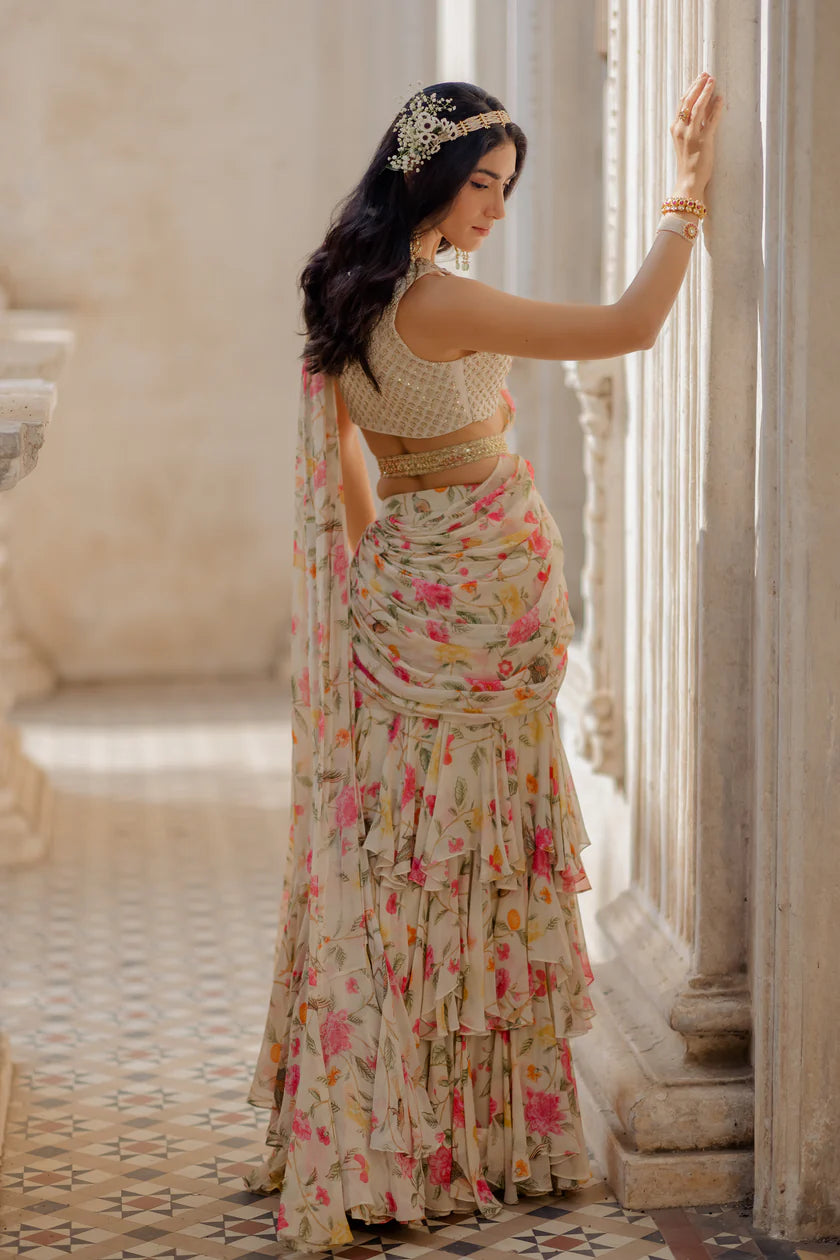 PRE-DRAPED THREE LAYER SAREE