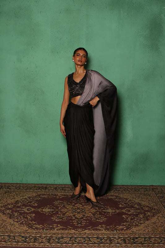 OMBRE BLEND DRAPE SKIRT SET