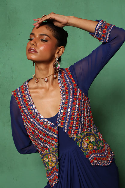 BLUE BEADED GOWN SET
