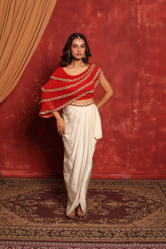 LAYERED CAPE DHOTI SET