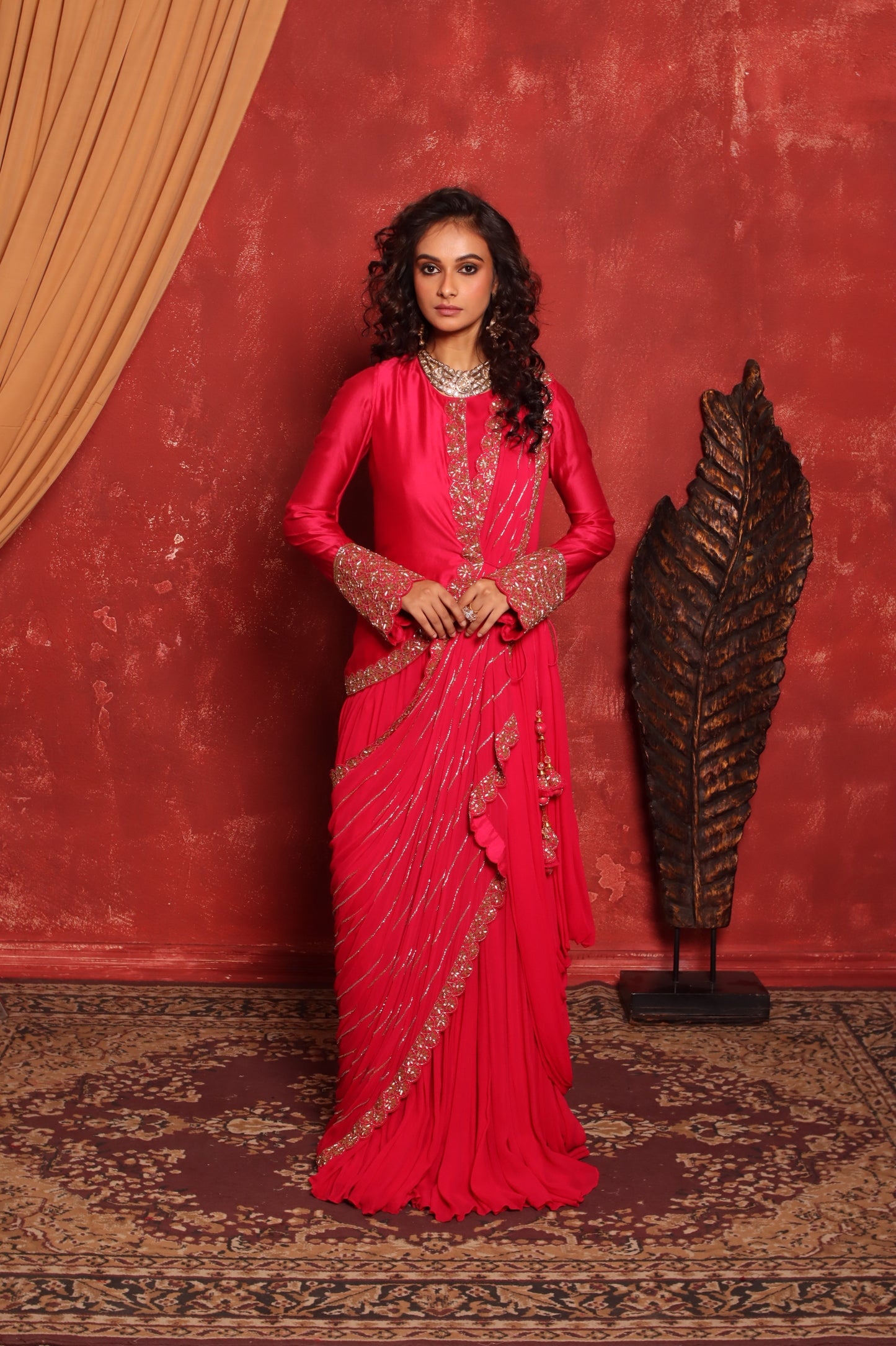 HOT PINK FUSION DRAPE ANARKALI