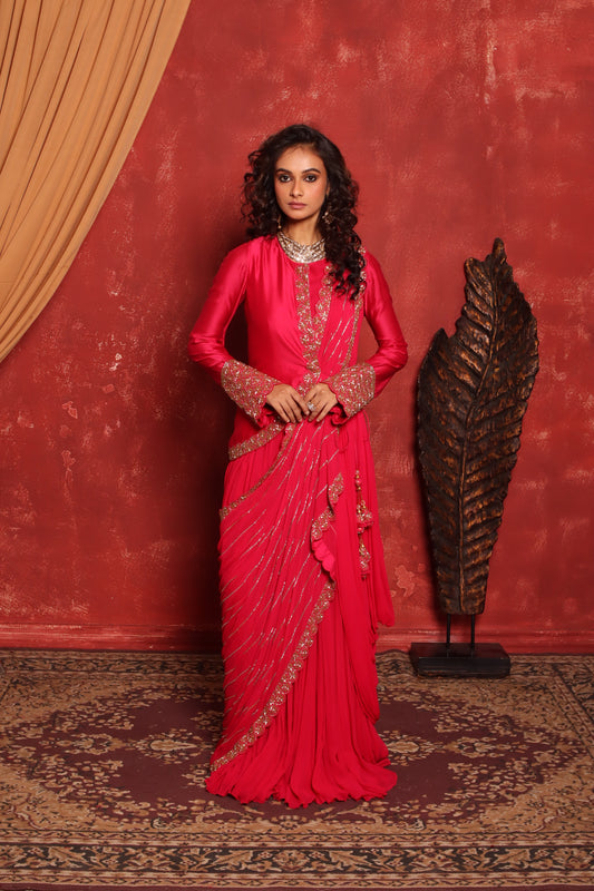 HOT PINK FUSION DRAPE ANARKALI