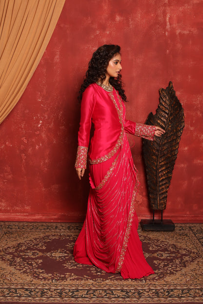 HOT PINK FUSION DRAPE ANARKALI