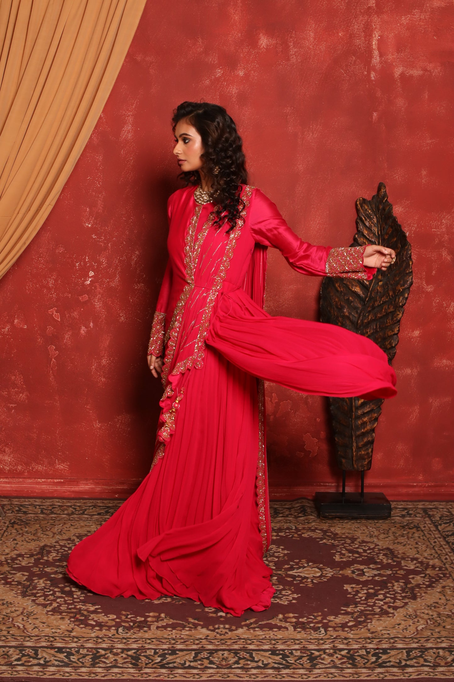 HOT PINK FUSION DRAPE ANARKALI
