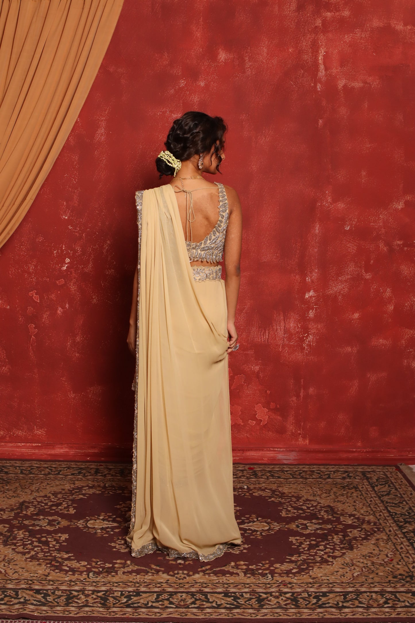 SILVER LEAF DRAPE SAREE