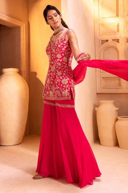 FUCHSIA PINK KURTI SET