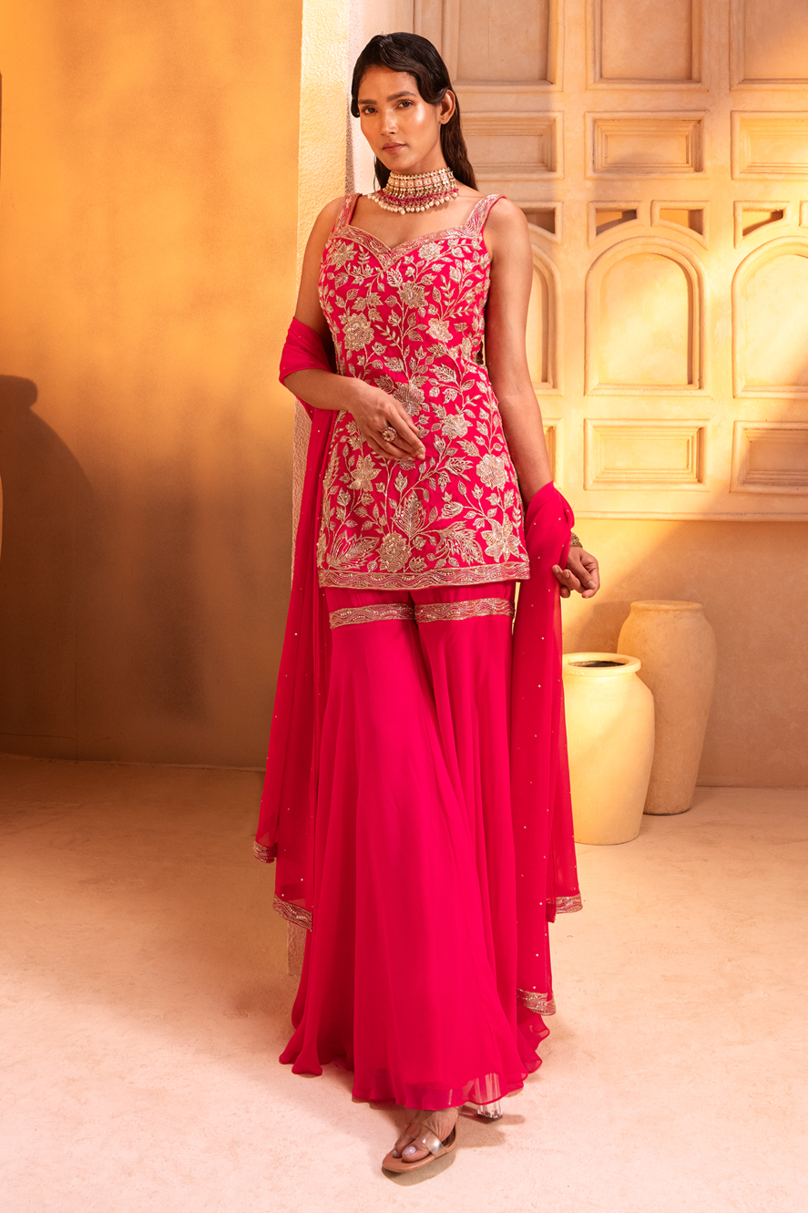 FUCHSIA PINK KURTI SET