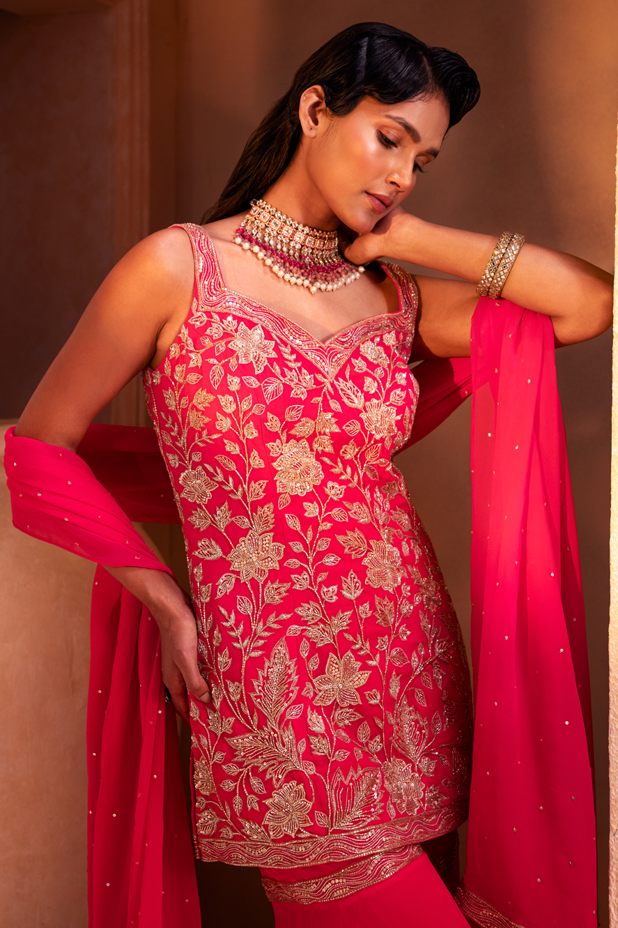 FUCHSIA PINK KURTI SET