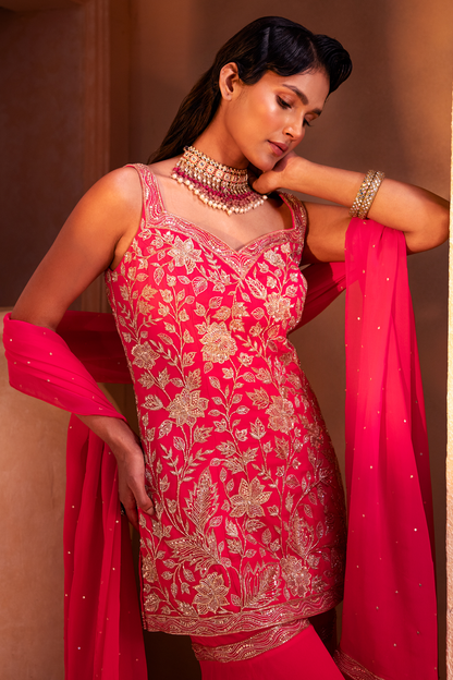 FUCHSIA PINK KURTI SET