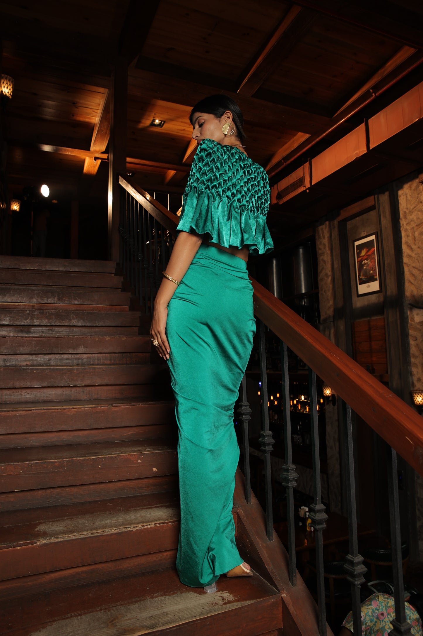 DAHLIA - MONTONE CAPE WITH RUCHED SKIRT