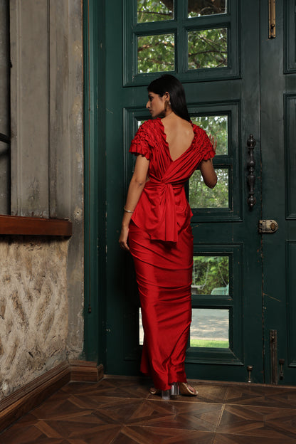 MUSE - NOIR LYCRA SHOULDER SMOCK WITH CUTOUT AND SKIRT
