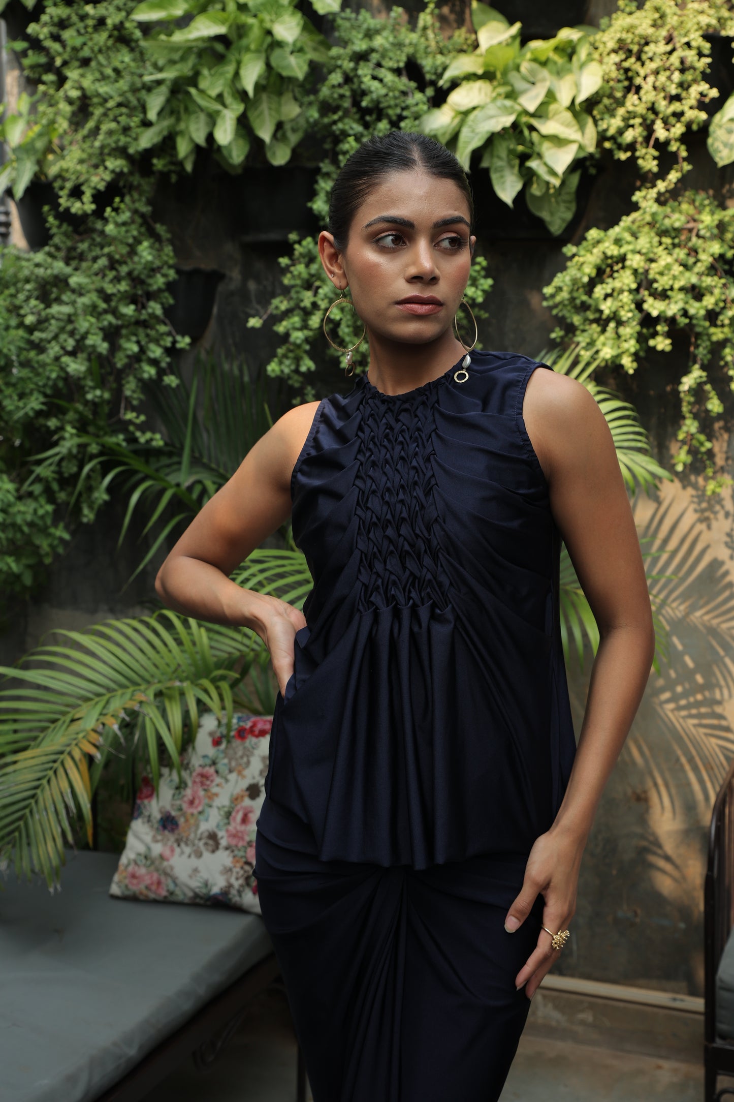 GRACE - SLEEVLESS LYCRA FRONT SMOCK WITH SKIRT