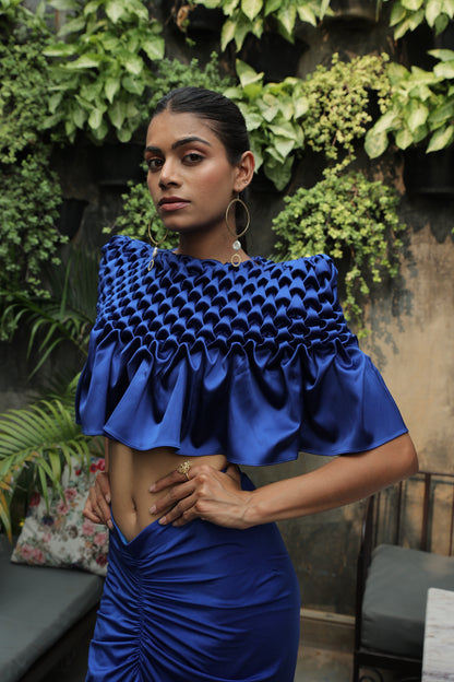 DAHLIA - MONTONE CAPE WITH RUCHED SKIRT