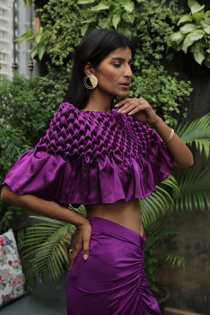 DAHLIA - MONTONE CAPE WITH RUCHED SKIRT