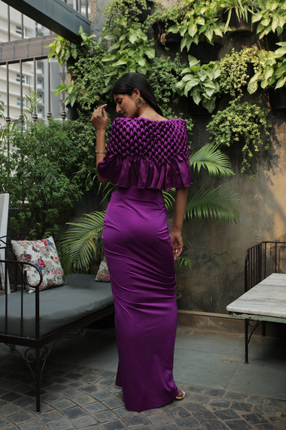 DAHLIA - MONTONE CAPE WITH RUCHED SKIRT