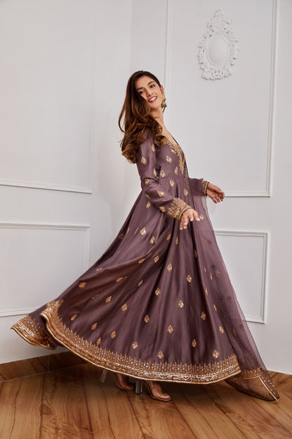 DARK PURPLE ANARKALI SET