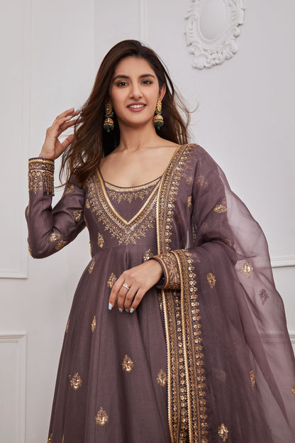 DARK PURPLE ANARKALI SET