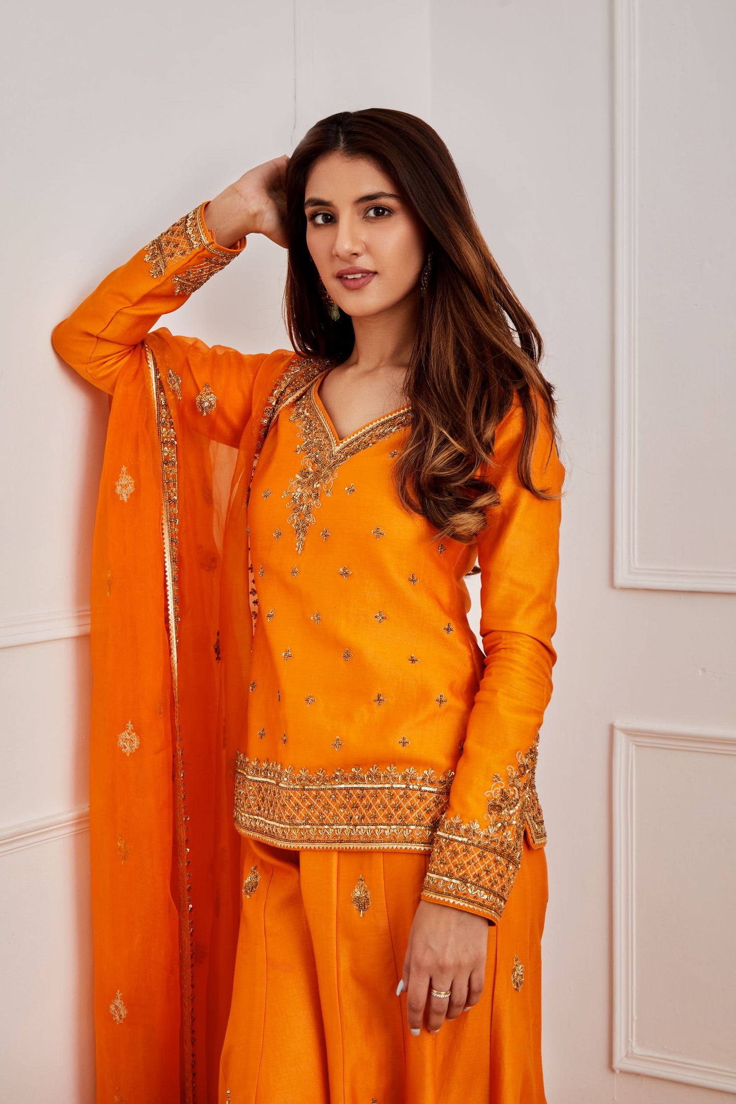 TANGERINE ORANGE SHARARA SET