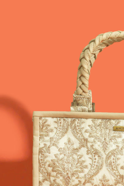 JAALI EMBROIDERED HANDBAG - BEIGE
