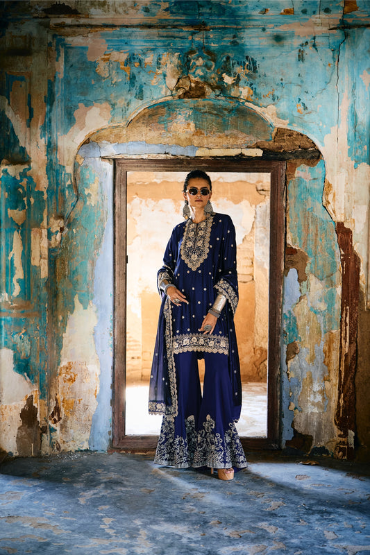 EMBROIDERED TUINC WITH DUPATTA AND SHARARA
