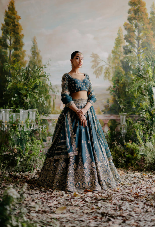 DARK GREEN LEHENGA SET