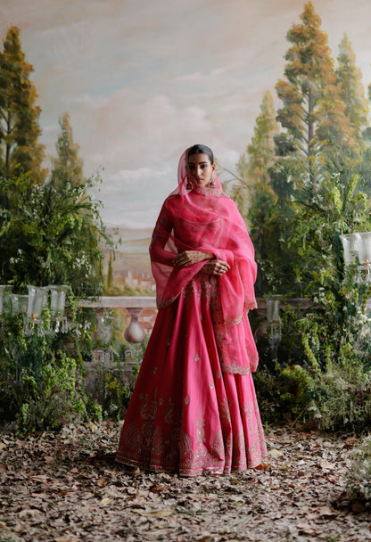 PINK CHANDERI LEHENGA SET