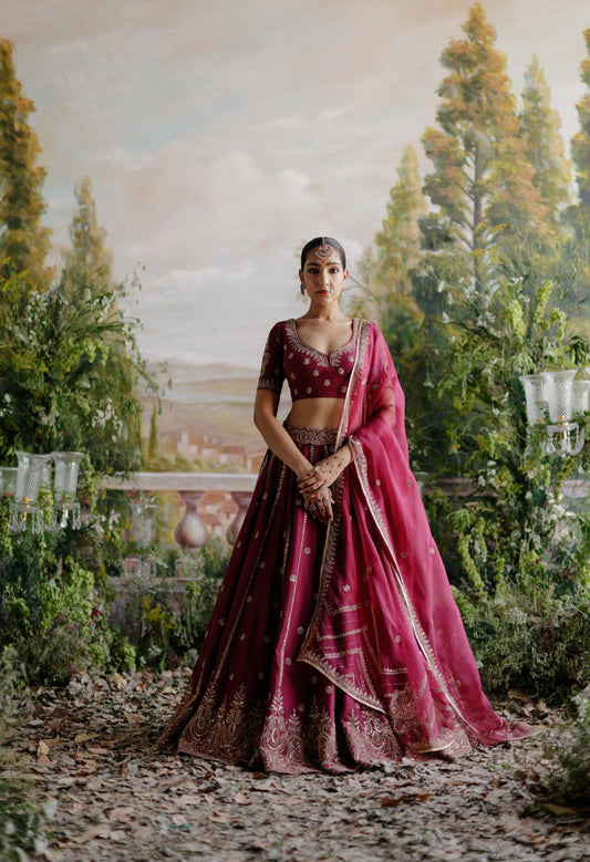 BURGUNDY LEHENGA SET