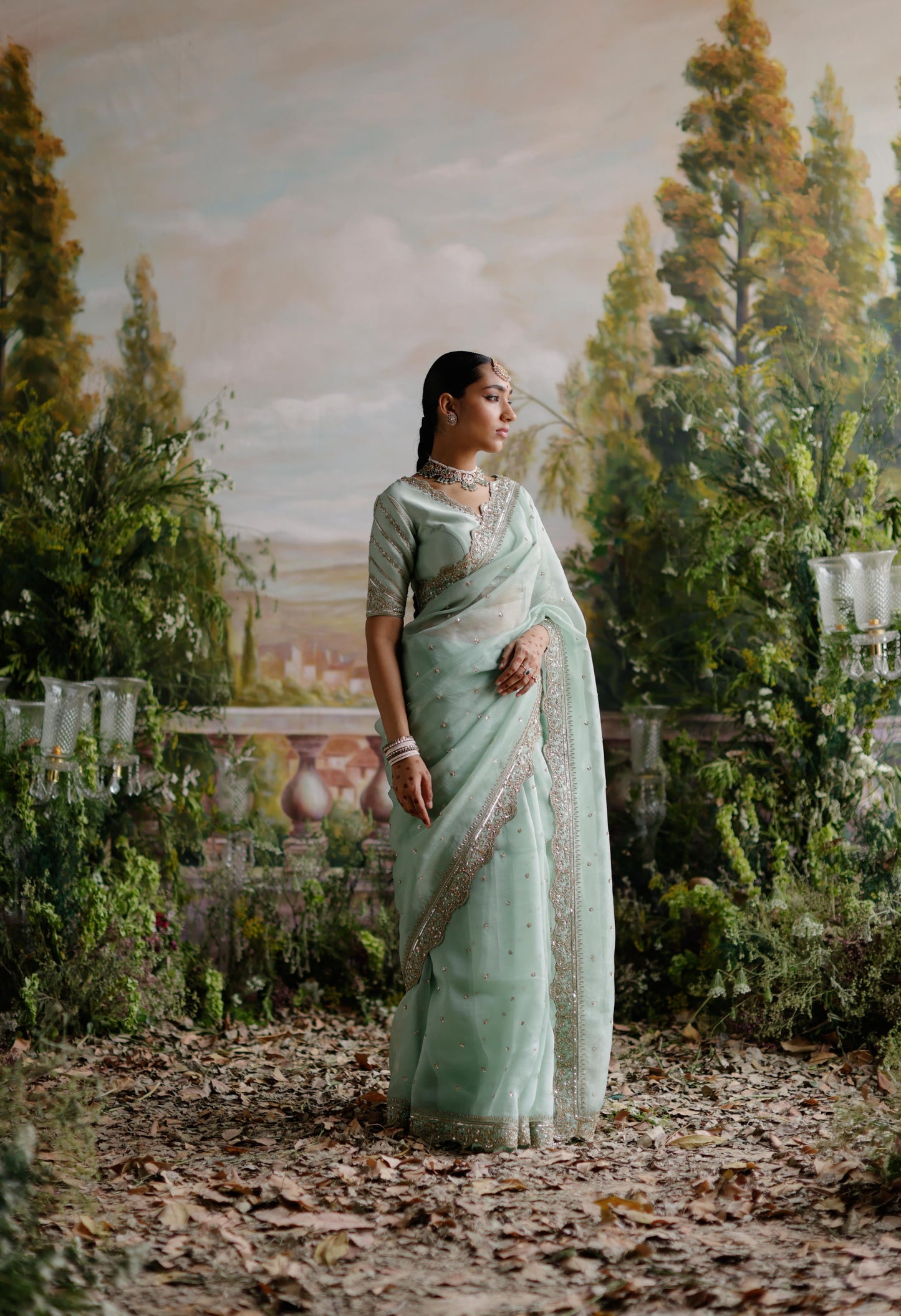 SAGE GREEN SAREE SET