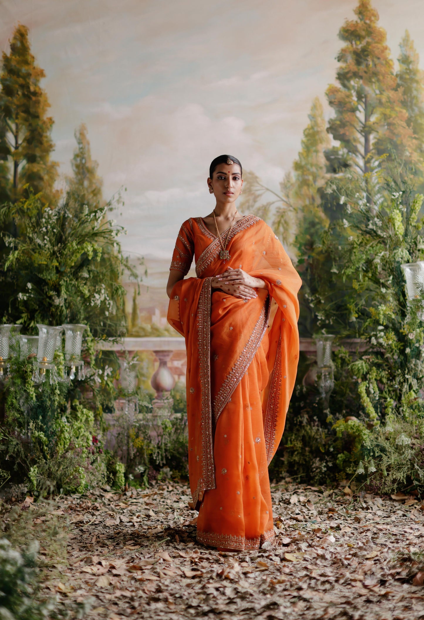 RUST ORANGE SAREE SET