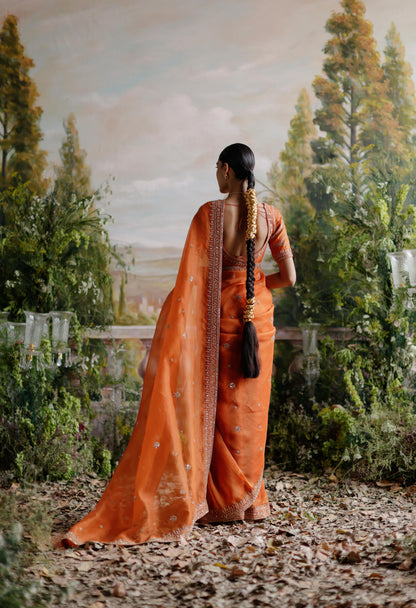 RUST ORANGE SAREE SET