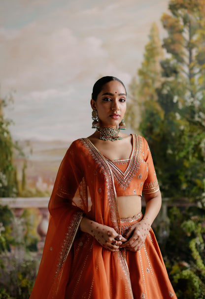 RUST ORANGE LEHENGA SET