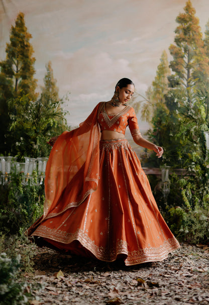 RUST ORANGE LEHENGA SET